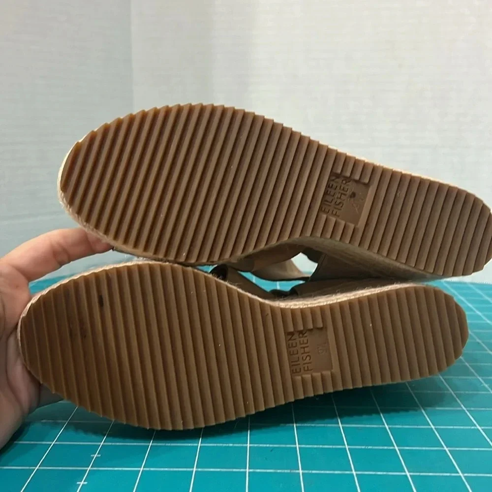 Eileen Fisher Natural Leather Platform Espidrille
